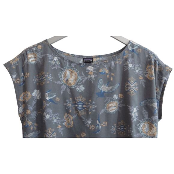 NWT Patagonia Lake Dress Sz XS Village Byrd Hex Grey 100% Tencel - Picture 4 of 9